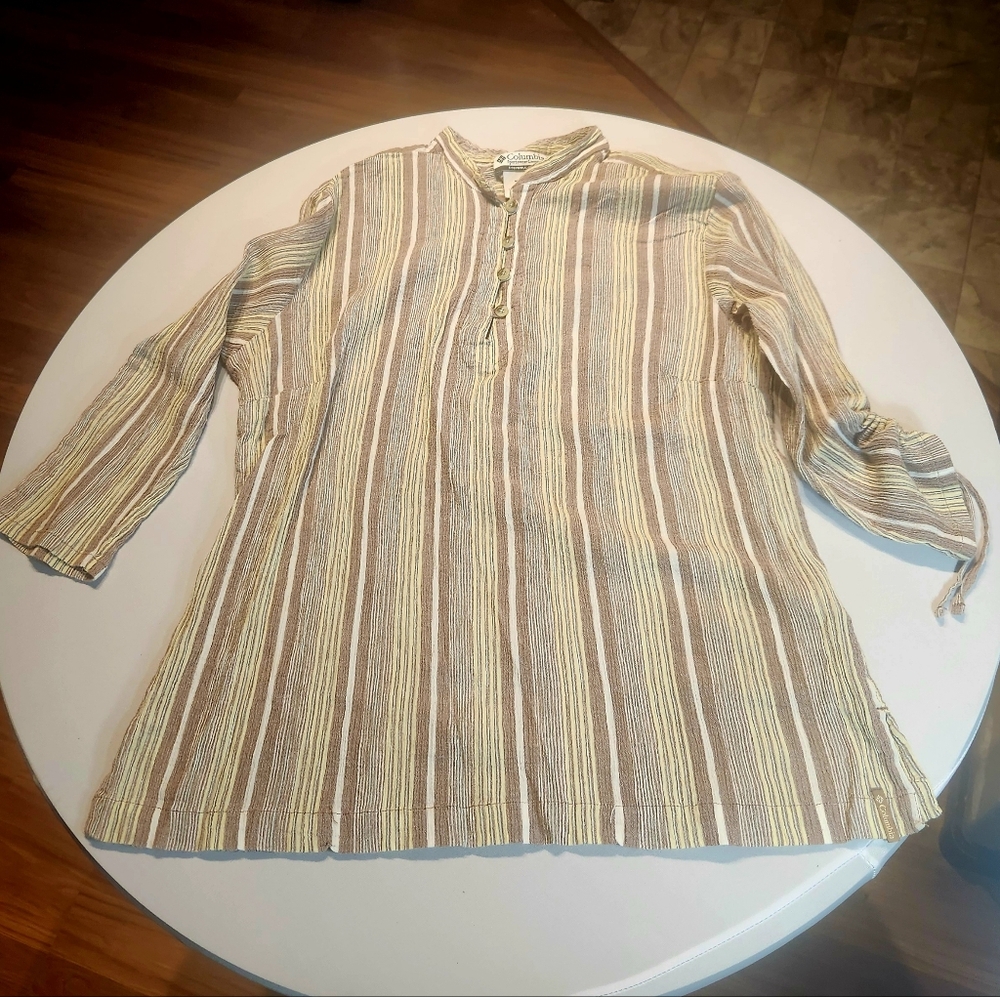 ⭐️Columbia Sportswear 100% Cotton Striped Tunic Shirt Blouse Women's XL Boho